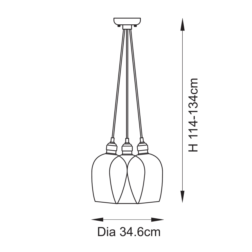 Endon 120644 - Hanglamp met snoer 3xE27/10W/230V glanzend chroom