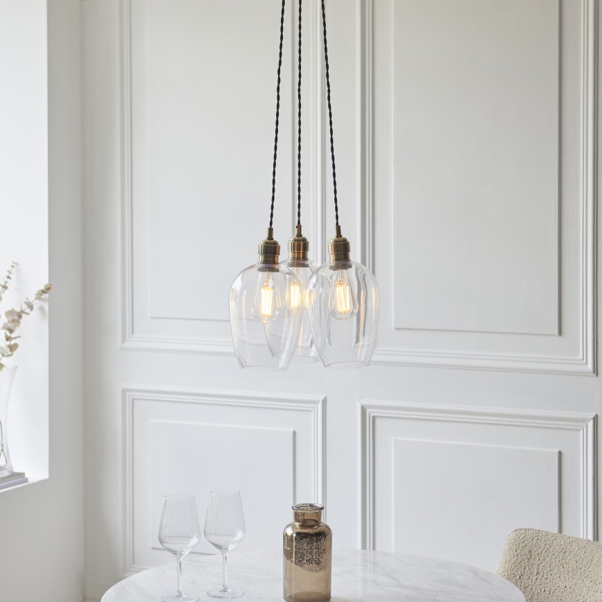 Endon 120648 - Hanglamp aan kabel 3xE27/10W/230V messing