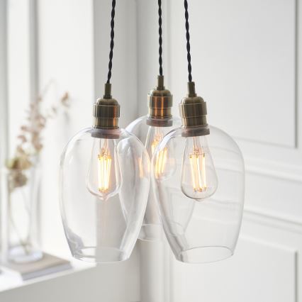 Endon 120648 - Hanglamp aan kabel 3xE27/10W/230V messing