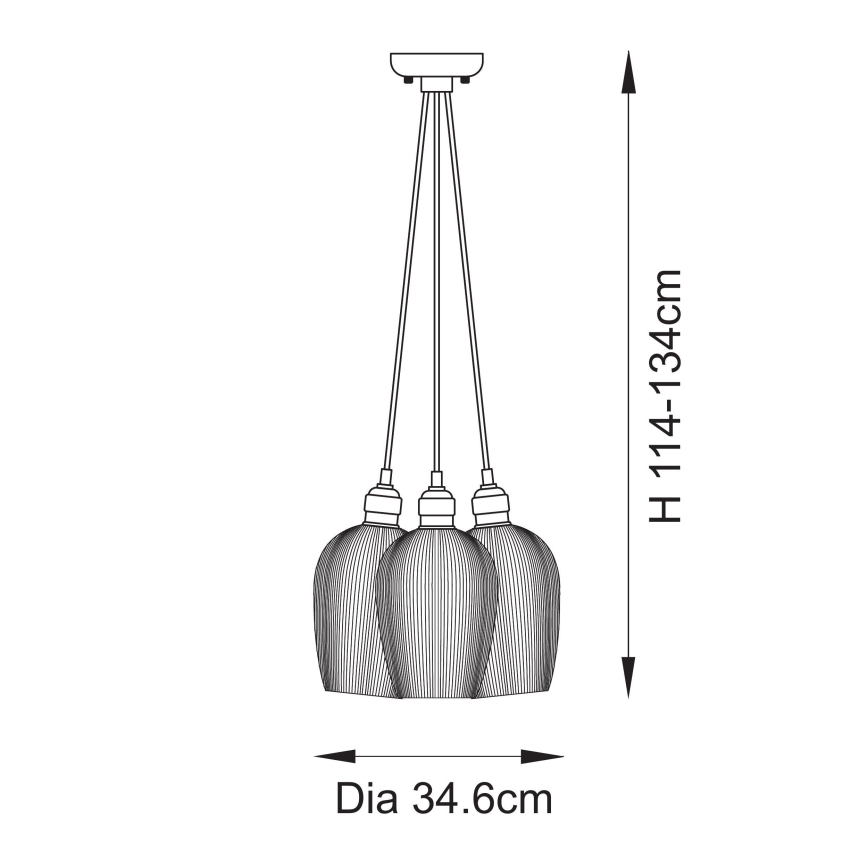 Endon 120652 - Pendellamp aan kabel 3xE27/10W/230V glanzend chroom