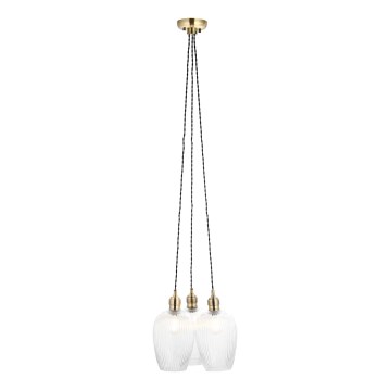 Endon 120656 - Hanglamp aan kabel, 3x E27/10W/230V, messing