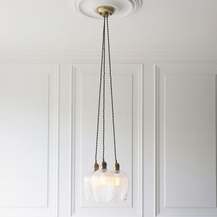Endon 120656 - Hanglamp aan kabel, 3x E27/10W/230V, messing