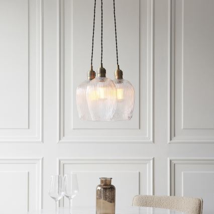 Endon 120656 - Hanglamp aan kabel, 3x E27/10W/230V, messing
