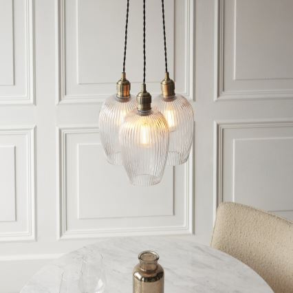 Endon 120656 - Hanglamp aan kabel, 3x E27/10W/230V, messing