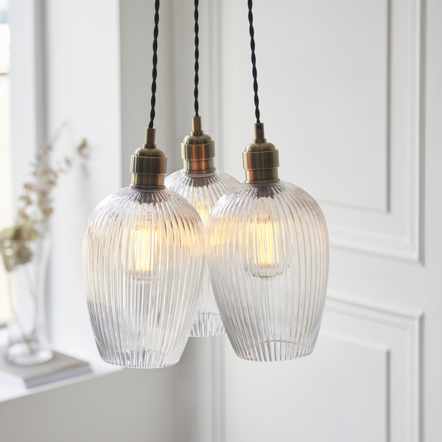 Endon 120656 - Hanglamp aan kabel, 3x E27/10W/230V, messing