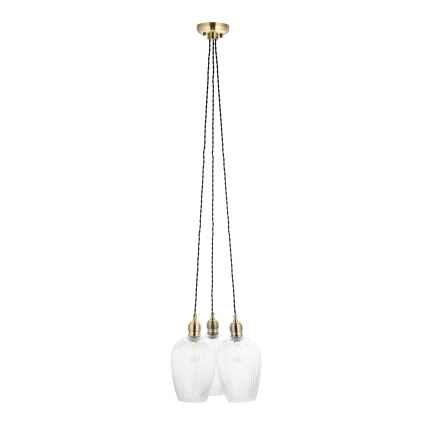 Endon 120656 - Hanglamp aan kabel, 3x E27/10W/230V, messing