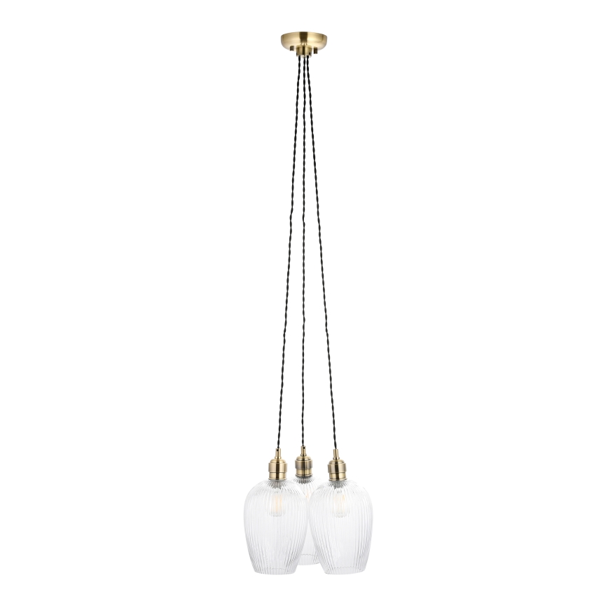 Endon 120656 - Hanglamp aan kabel, 3x E27/10W/230V, messing
