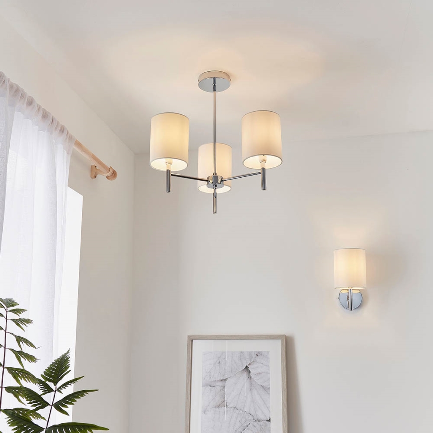 Endon 56642 - Hanglamp met vaste pendel BRIO 3xE14/40W/230V glanzend chroom/wit