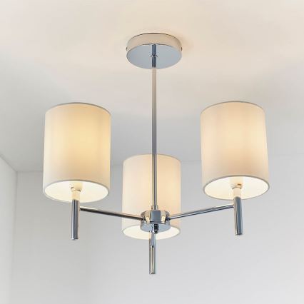 Endon 56642 - Hanglamp met vaste pendel BRIO 3xE14/40W/230V glanzend chroom/wit