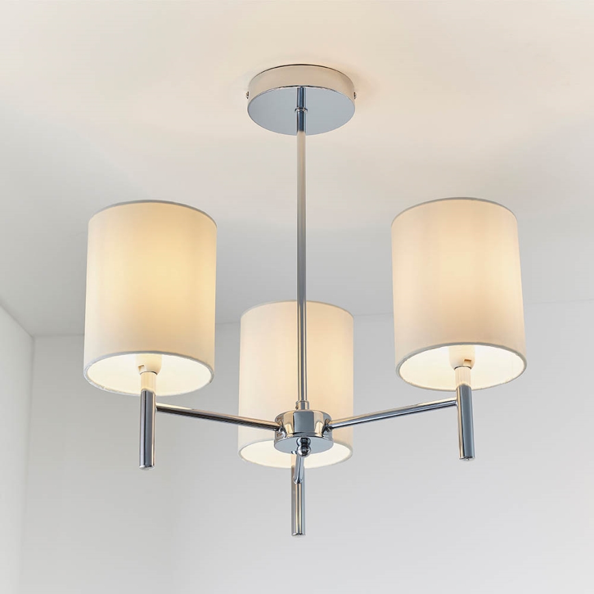 Endon 56642 - Hanglamp met vaste pendel BRIO 3xE14/40W/230V glanzend chroom/wit
