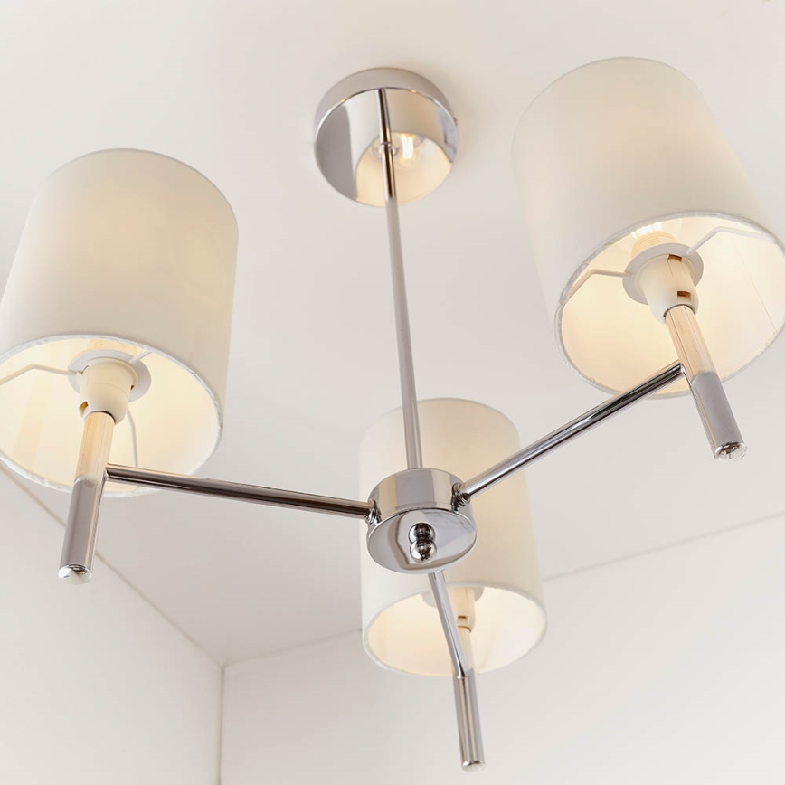 Endon 56642 - Hanglamp met vaste pendel BRIO 3xE14/40W/230V glanzend chroom/wit