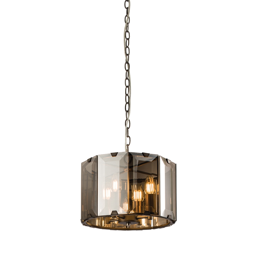 Endon 61281 - Kroonluchter aan ketting CLOONEY 4xE14/40W/230V zwart/rookglas