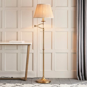 Endon 63621 - Vloerlamp STANFORD 1xE27/60W/230V messing/beige