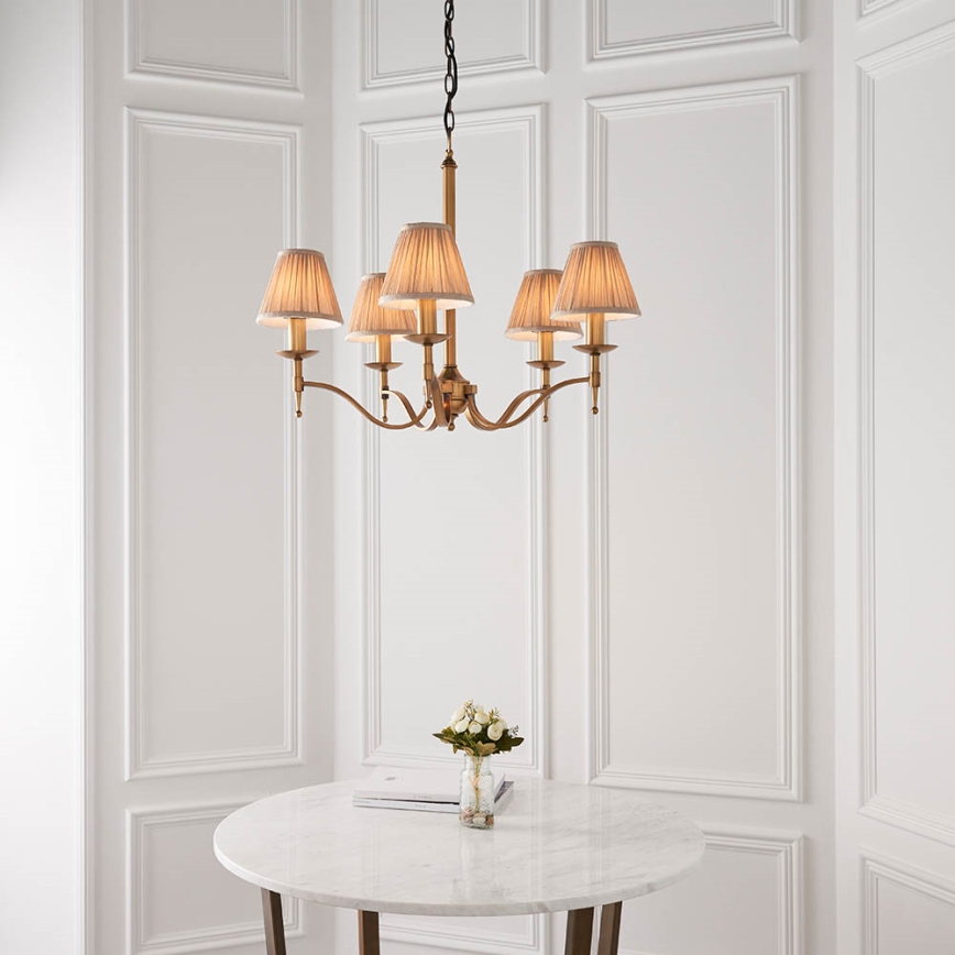 Endon 63627 - Kroonluchter aan ketting STANFORD 5xE14/40W/230V messing/beige