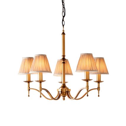 Endon 63627 - Kroonluchter aan ketting STANFORD 5xE14/40W/230V messing/beige