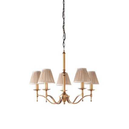 Endon 63627 - Kroonluchter aan ketting STANFORD 5xE14/40W/230V messing/beige