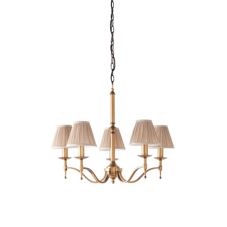 Endon 63627 - Kroonluchter aan ketting STANFORD 5xE14/40W/230V messing/beige