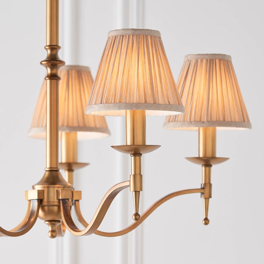Endon 63627 - Kroonluchter aan ketting STANFORD 5xE14/40W/230V messing/beige