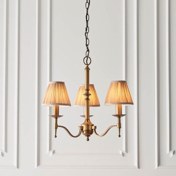 Endon 63628 - Kroonluchter aan ketting STANFORD 3xE14/40W/230V messing/beige