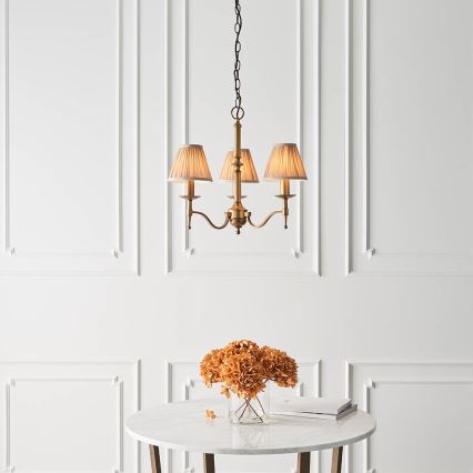 Endon 63628 - Kroonluchter aan ketting STANFORD 3xE14/40W/230V messing/beige