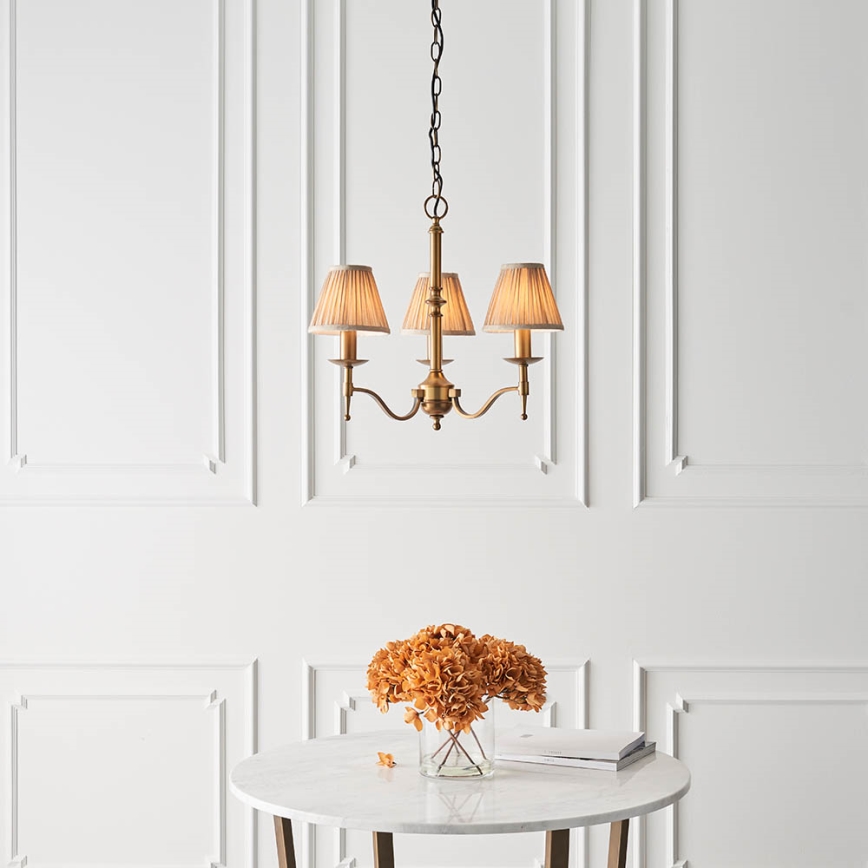 Endon 63628 - Kroonluchter aan ketting STANFORD 3xE14/40W/230V messing/beige