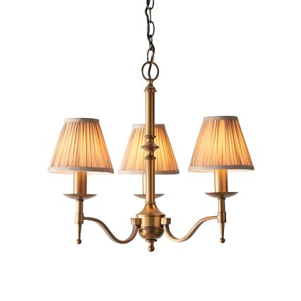 Endon 63628 - Kroonluchter aan ketting STANFORD 3xE14/40W/230V messing/beige