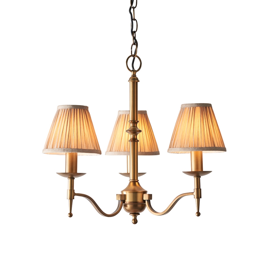 Endon 63628 - Kroonluchter aan ketting STANFORD 3xE14/40W/230V messing/beige