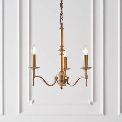 Endon 63628 - Kroonluchter aan ketting STANFORD 3xE14/40W/230V messing/beige