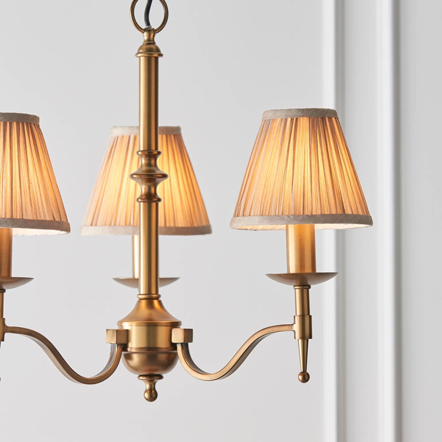 Endon 63628 - Kroonluchter aan ketting STANFORD 3xE14/40W/230V messing/beige