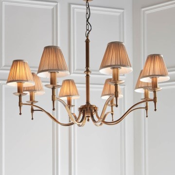 Endon 63629 - Kroonluchter aan ketting STANFORD 8xE14/40W/230V messing/beige