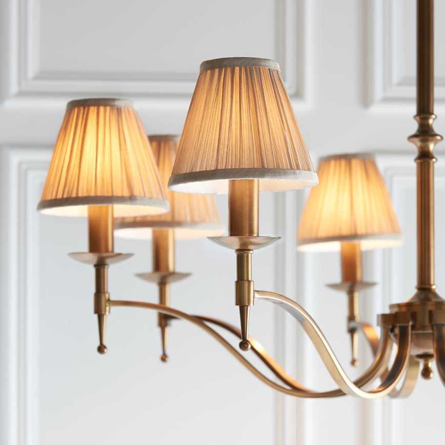Endon 63629 - Kroonluchter aan ketting STANFORD 8xE14/40W/230V messing/beige