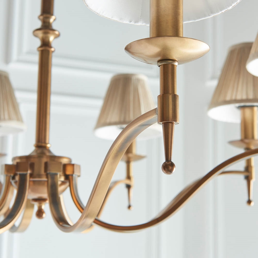 Endon 63629 - Kroonluchter aan ketting STANFORD 8xE14/40W/230V messing/beige