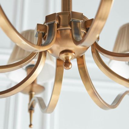 Endon 63629 - Kroonluchter aan ketting STANFORD 8xE14/40W/230V messing/beige
