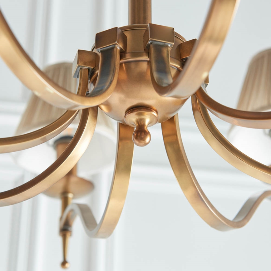 Endon 63629 - Kroonluchter aan ketting STANFORD 8xE14/40W/230V messing/beige