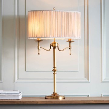 Endon 63648 - Tafellamp STANFORD 2xE14/40W/230V messing/beige