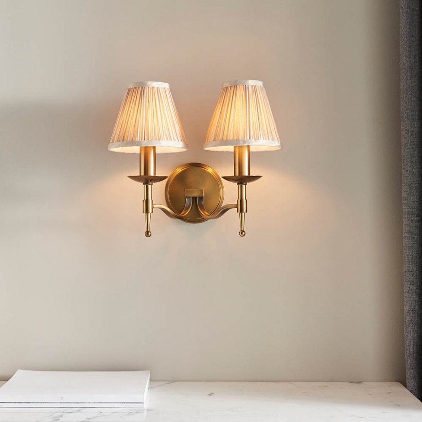Endon 63654 - Wandlamp STANFORD 2xE14/40W/230V messing/beige