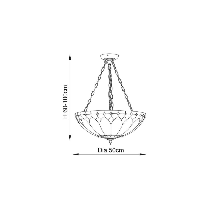 Endon 63976 - Kroonluchter aan ketting Tiffany BROOKLYN 3xE27/60W/230V pr. 50 cm