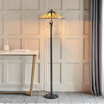 Endon 64041 - Vloerlamp Tiffany DARK STAR 2xE27/60W/230V Ø 49 cm