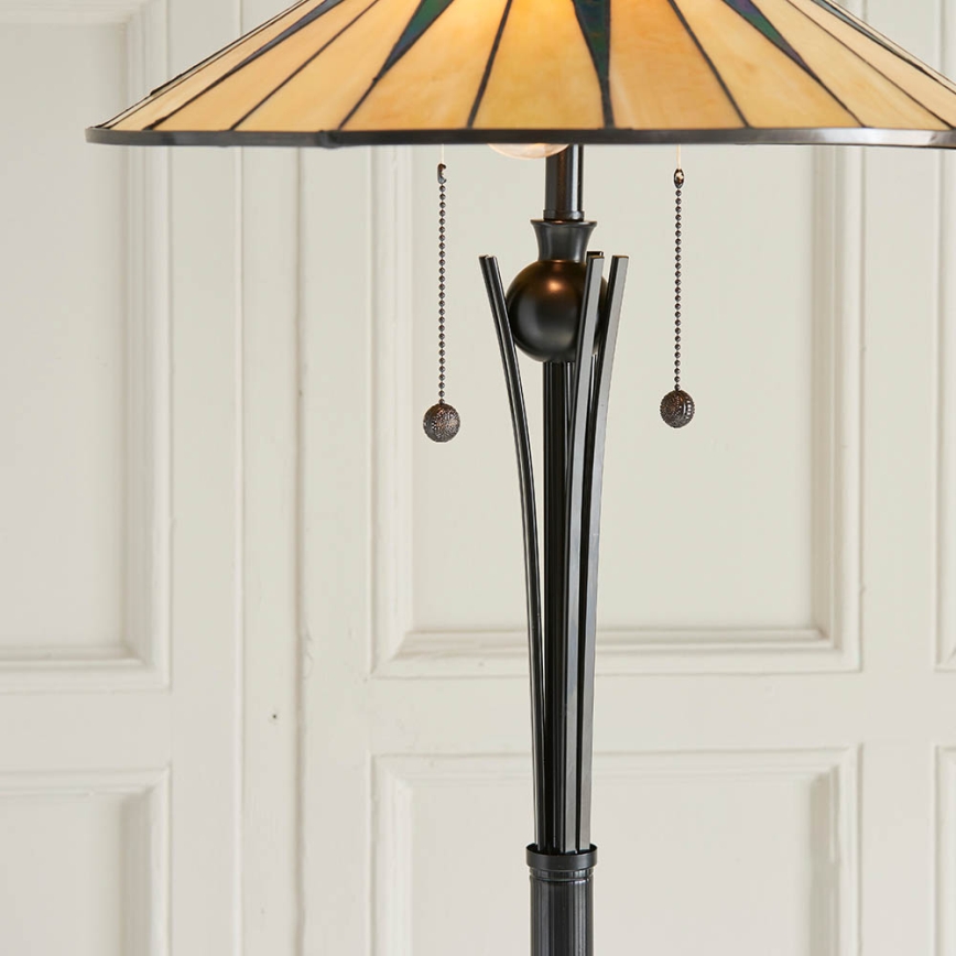 Endon 64041 - Vloerlamp Tiffany DARK STAR 2xE27/60W/230V Ø 49 cm