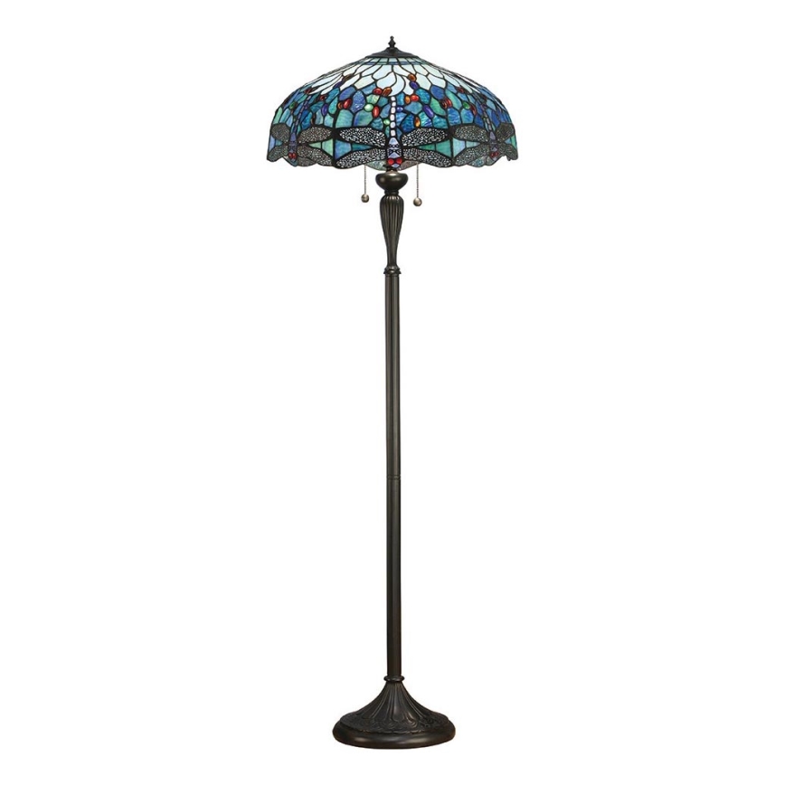 Endon 64069 - Vloerlamp Tiffany DRAGONFLY 2xE27/60W/230V Ø 50 cm
