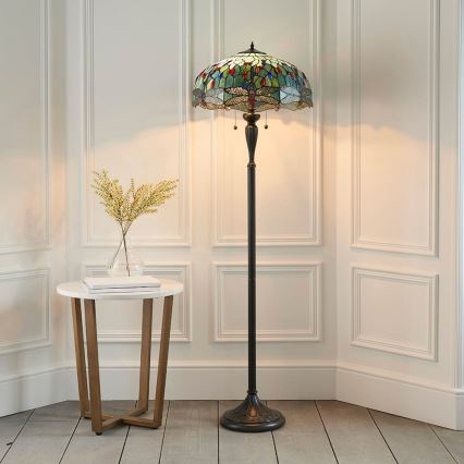 Endon 64069 - Vloerlamp Tiffany DRAGONFLY 2xE27/60W/230V Ø 50 cm