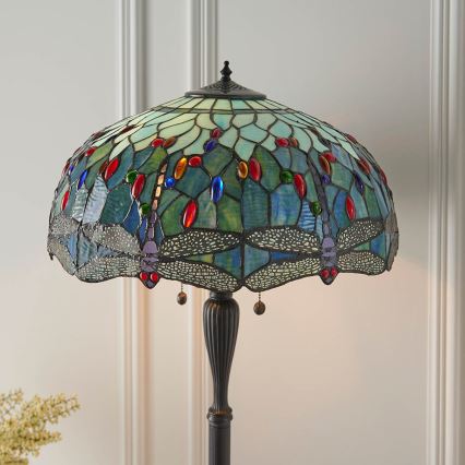 Endon 64069 - Vloerlamp Tiffany DRAGONFLY 2xE27/60W/230V Ø 50 cm
