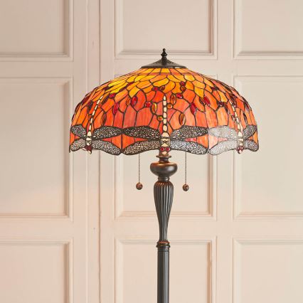 Endon 64070 - Tiffany vloerlamp DRAGONFLY 2xE27/60W/230V Ø 50 cm