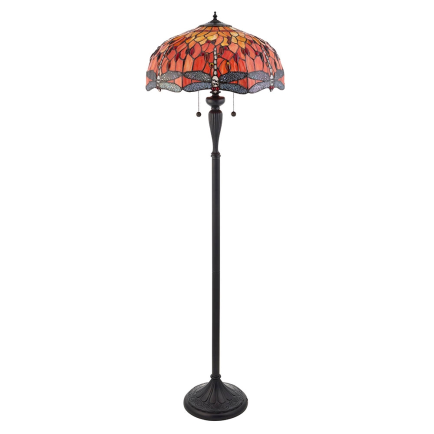 Endon 64070 - Tiffany vloerlamp DRAGONFLY 2xE27/60W/230V Ø 50 cm