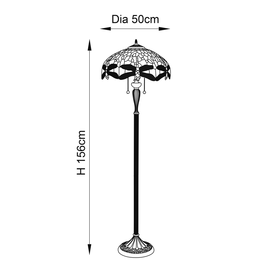 Endon 64070 - Tiffany vloerlamp DRAGONFLY 2xE27/60W/230V Ø 50 cm
