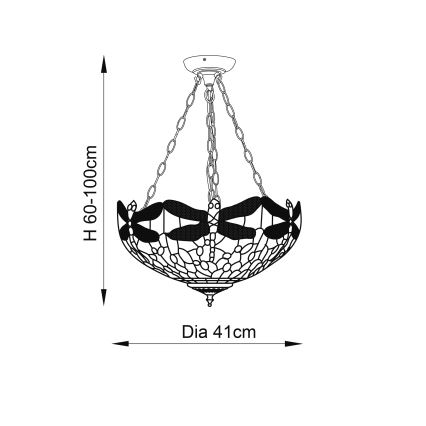 Endon 64075 - Kroonluchter met ketting DRAGONFLY 3xE27/60W/230V Ø 41 cm