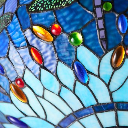 Endon 64075 - Tiffany-kroonluchter aan ketting DRAGONFLY 3xE27/60W/230V Ø 41 cm