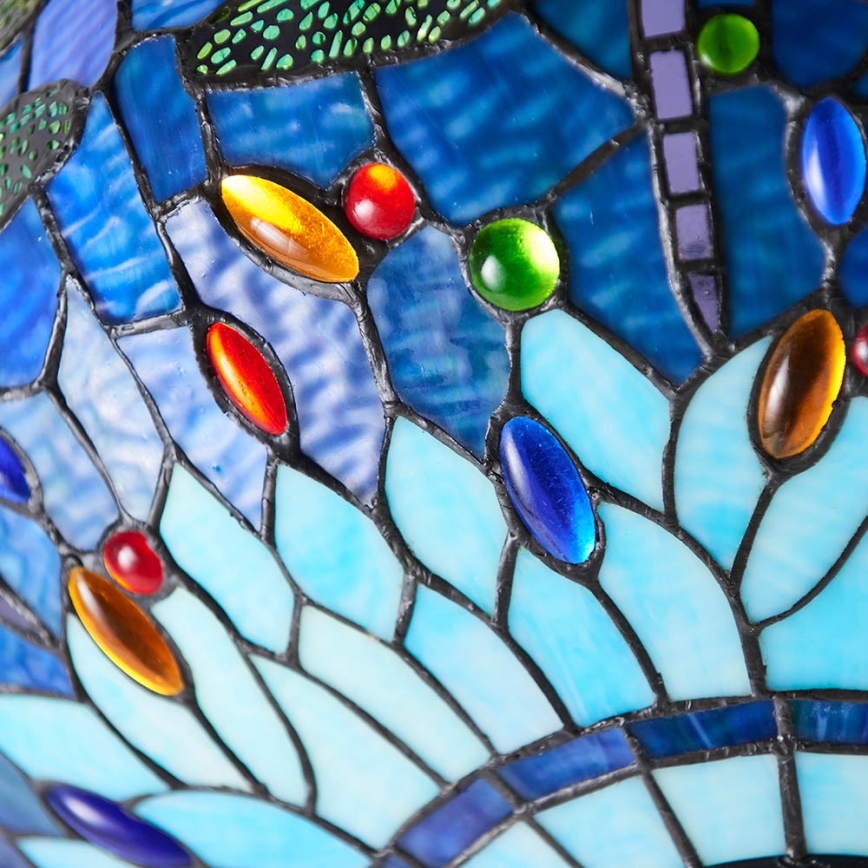 Endon 64075 - Tiffany-kroonluchter aan ketting DRAGONFLY 3xE27/60W/230V Ø 41 cm