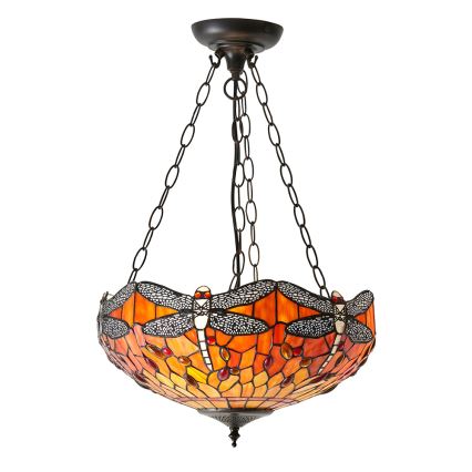 Endon 64076 - Kroonluchter aan ketting Tiffany DRAGONFLY 3xE27/60W/230V Ø 41 cm