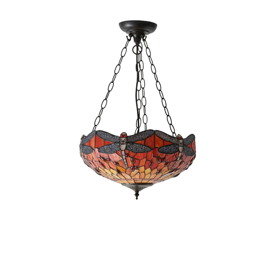 Endon 64076 - Kroonluchter aan ketting Tiffany DRAGONFLY 3xE27/60W/230V Ø 41 cm